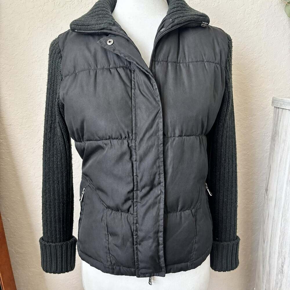 United Colors Of Benetton Black Y2K Puffer Knit Sleeves Jacket Size IT 40 US 4
